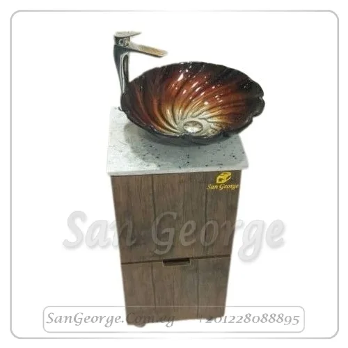 وحده حوض خشب مع رخام 40 × 40 على الارض من WU-50 San George Design
