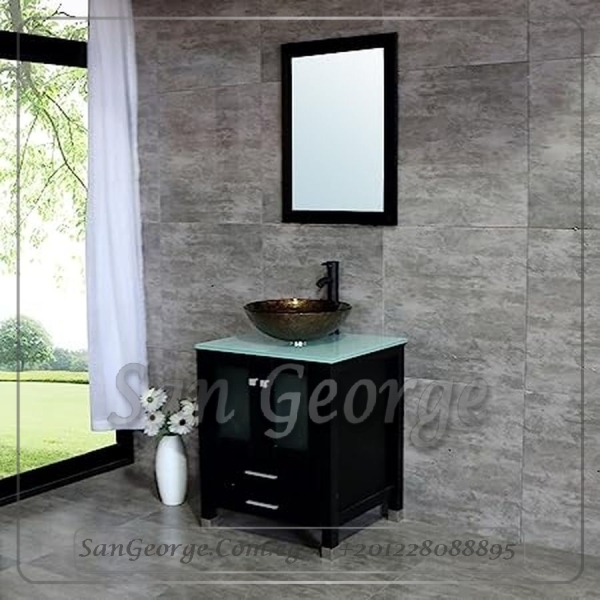 Glass Wood Marble Vanity Unit Br-Mar-5015