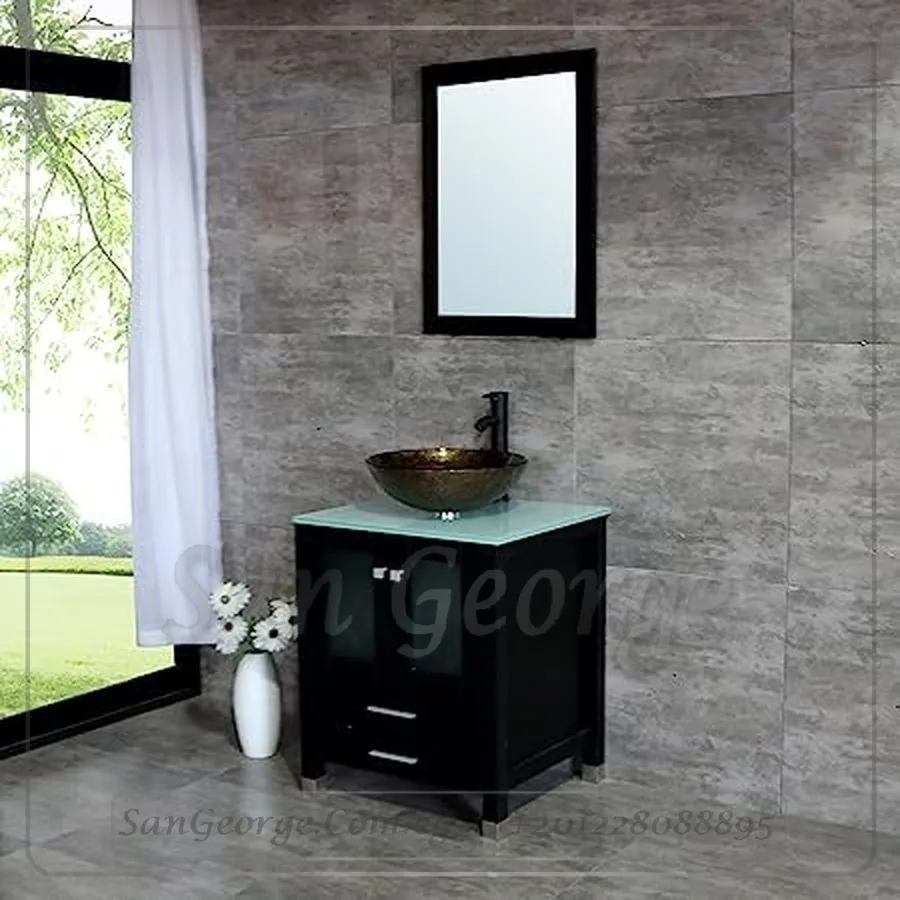 5015 Glass Wood Marble Vanity Unit Br-Mar-5015