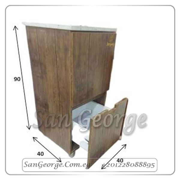 وحده حوض خشب مع رخام 40 × 40 على الارض من WU-50 San George Design