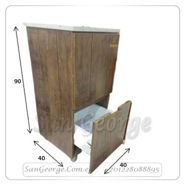 وحده حوض خشب مع رخام 40 × 40 على الارض من WU-50 San George Design