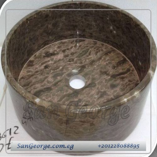 حوض حمام وحده موبيليا خشب معلق 60 سم حوض زجاج Br-Mar-Blk-089حوض رخام