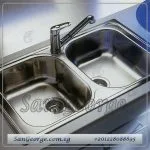 حوض ستانلس مزدوج للمطبخ 80 × 47