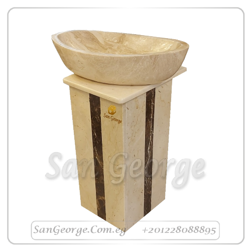 Marble Basin حوض بريشيا داينو بالعمود بيج × بني Hand Made من San George Design