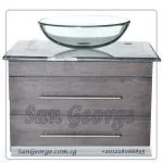 وحده حمام موبيليا خشب معلق حوض زجاج 60 سم Br-Mar-Blk-006