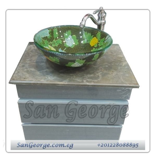 وحده موبيليا حمام 60 سم برخامه وحوض اخضر SGC-U-60-G2