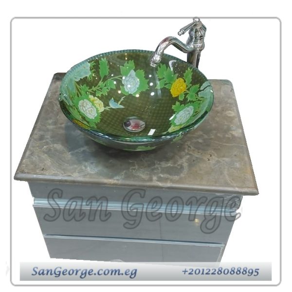 وحده موبيليا حمام 60 سم برخامه وحوض اخضر SGC-U-60-G2