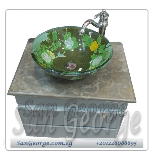 وحده موبيليا حمام 60 سم برخامه وحوض اخضر SGC-U-60-G2