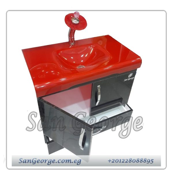وحده موبيليا حمام 80 سم برخامه وحوض احمر SGC-U-80-G2