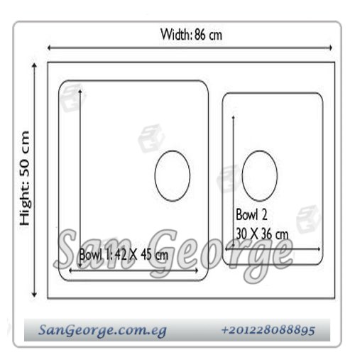 حوض جرانيت مطبخ 86 × 50 Ks-110 من San George Design
