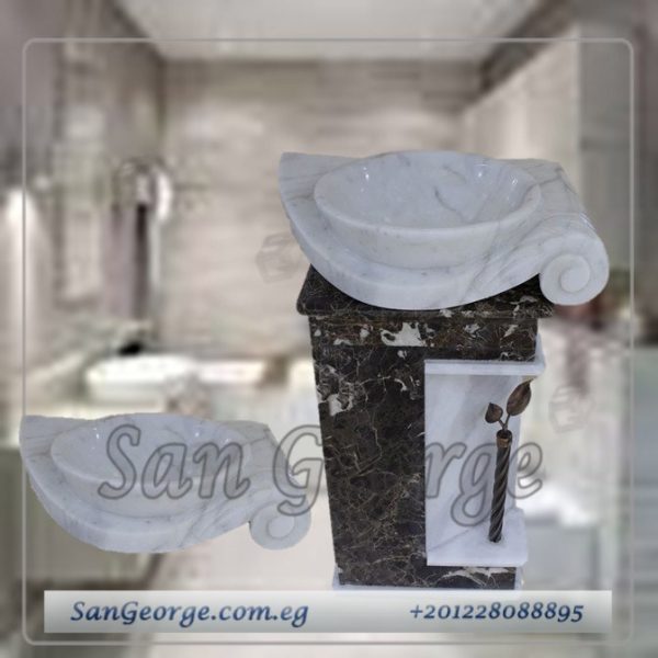 وحده حوض رخام طبيعي امبردوار × ابيض Hand Made من San George Design