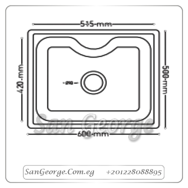 حوض مطبخ استانلس ستيل تركى 50 × 60