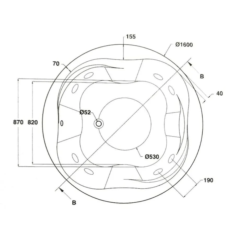 Model O موديل اوه 160×160 بانيو من ديورافيت