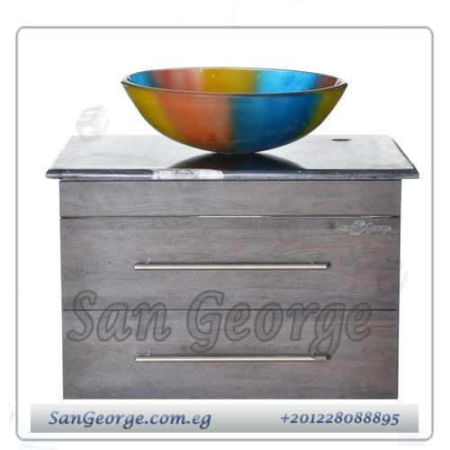 Wooden Marble Vanity Unit Vessel Sink Br-Mar-Blk-015حوض كبير بيضاوي