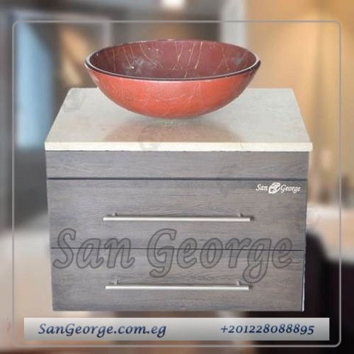 وحده حمام خشب معلق حوض زجاج 60 سم Br-Mar-Bg-027