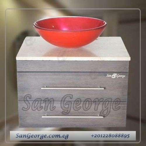 وحده خشب حمام معلق حوض زجاج 60 سم Br-Mar-Bg-028