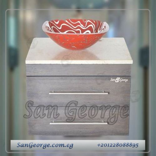 وحده حمام خشب معلق حوض زجاج 60 سم Br-Mar-Bg-034
