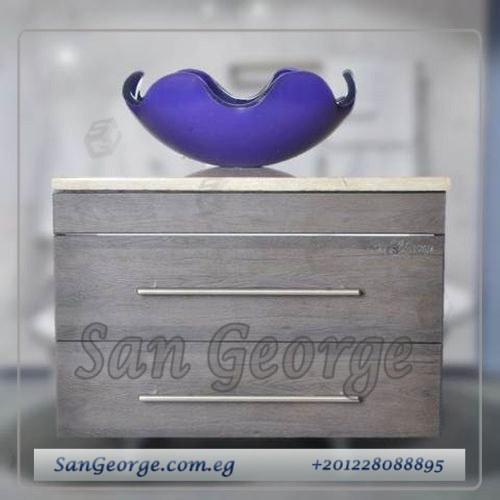 حوض حمام وحده خشب معلق 60 سم حوض زجاج Br-Mar-Bg-068