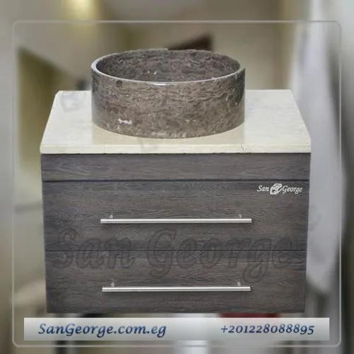 حوض حمام وحده خشب معلق 60 سم حوض زجاج Br-Mar-Bg-089حوض رخام