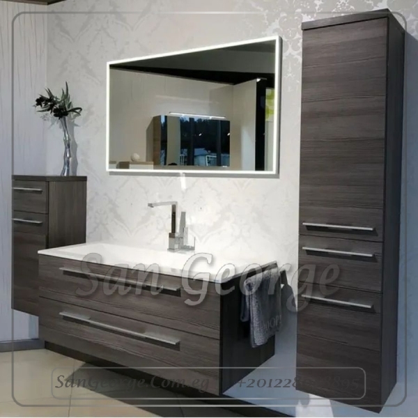 Wood vanity cabinet bathroom sink