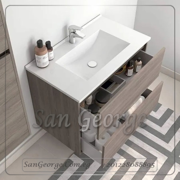 Wood vanity cabinet bathroom sink