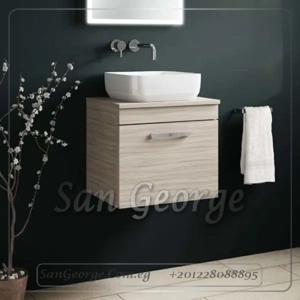 Wood vanity cabinet bathroom sink