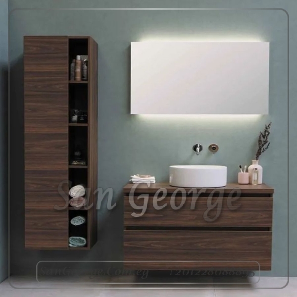 Wood vanity cabinet bathroom sink