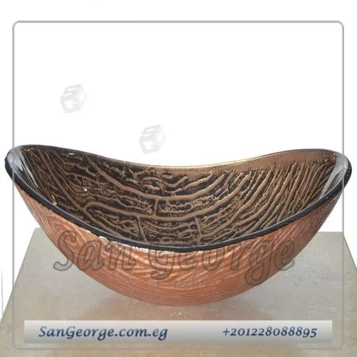 وحده خشب حمام معلق حوض زجاج 60 سم Br-Mar-Bg-014حوض كبير بيضاوي