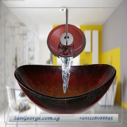 Glass Wood Vanity Br-Mar-Bg-016حوض كبير بيضاوي