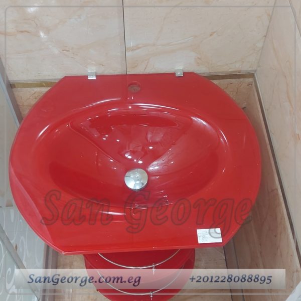 مجموعة حمام زجاج 295 أحمر 60 سم على الارض من San George Design
