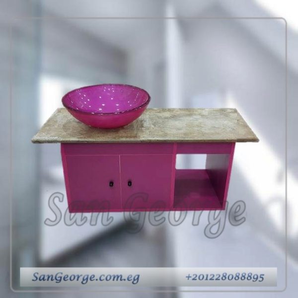 Glass Wood Marble Vanity وحده خشب بالطلب