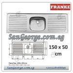 حوض مطبخ فرانكي ستانلس ستيل مكسيم 150 × 50 1عين + 2صفايه