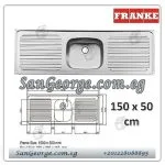 حوض مطبخ فرانكي ستانلس ستيل مكسيم 150 × 50 1عين + 2صفايه