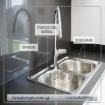 حوض مطبخ ستانلس ستيل 2 عين 82 × 48 سم بالصرف