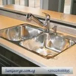 حوض مطبخ ستانلس ستيل + صرف مستورد 77 × 41 سم