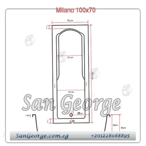 Milano ميلانو 170×70 بانيو من ميراج