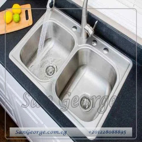 حوض 2 عين مميز 80× 50 ستانلس ستيل مستورد