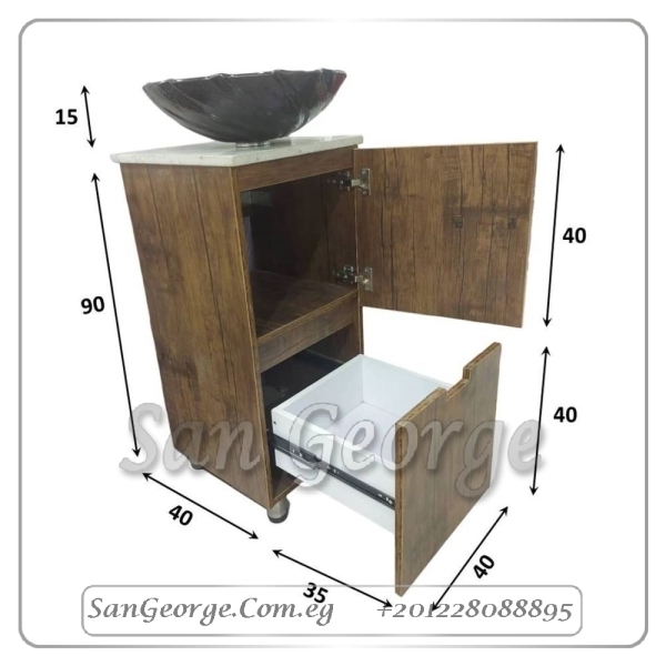 وحده حوض خشب مع رخام 40 × 40 على الارض من WU-53 San George Design