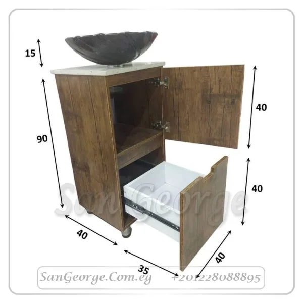 وحده حوض خشب مع رخام 40 × 40 على الارض من WU-53 San George Design