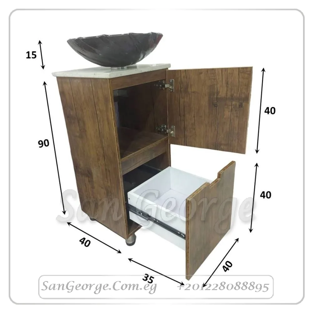وحده حوض خشب مع رخام 40 × 40 على الارض من WU-53 San George Design