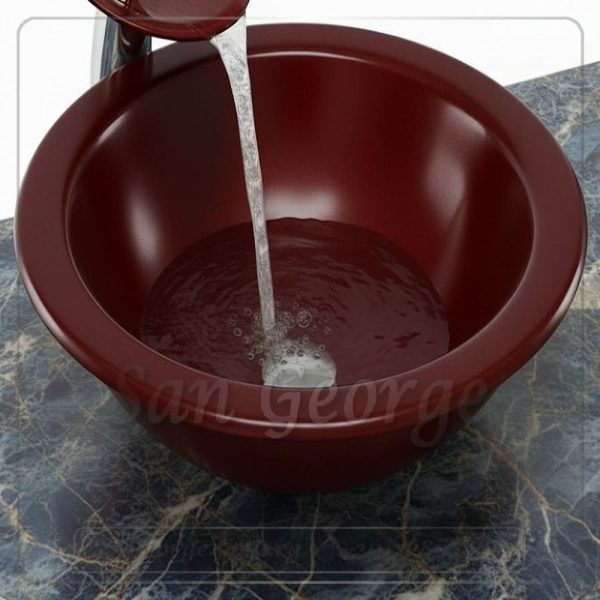 حوض حمام زجاج B-5007-Dark-Red من San George Design - حوض, حوض فقط