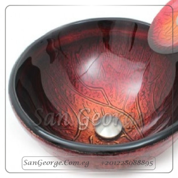 Bathroom Glass Sink Dark red 618 by San George Design - حوض فقط