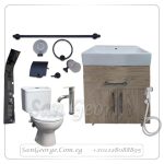 عرض وحده خشب بالخلاط + طقم اكسسورات + كمبينشن + شاور بانيل + شطافة