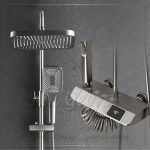 Bathroom Rain Shower Piano Key Shower Faucet Set Gun Gray Digital Display Shower System