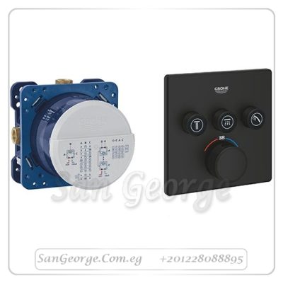 سمارت كنترول خلاط بانيو دفن ثيرم 3 مخرج بالجسم اسود مط Gr- 102167KF00+35600000 جروهي Grohe
