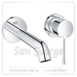 نيو ايسانس وش خلاط حوض ۲ فتحه تركيب حائطي قنطره ۱۸۳ مم كروم Gr- 19408001 جروهي Grohe
