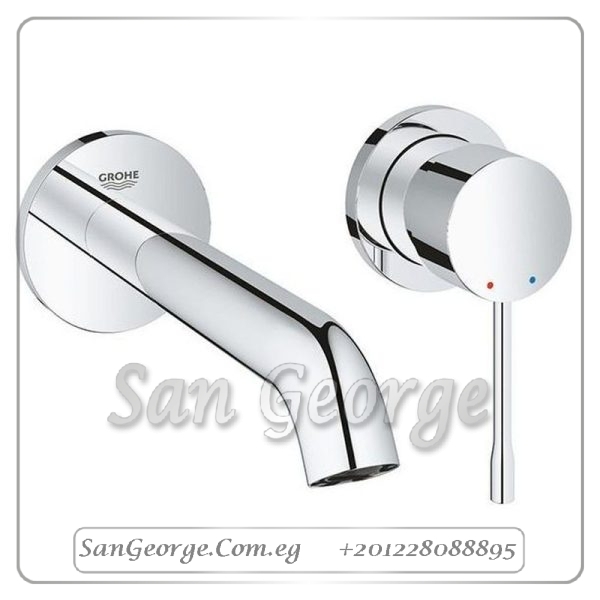 نيو ايسانس وش خلاط حوض ۲ فتحه تركيب حائطي قنطره ۱۸۳ مم كروم Gr- 19408001 جروهي Grohe