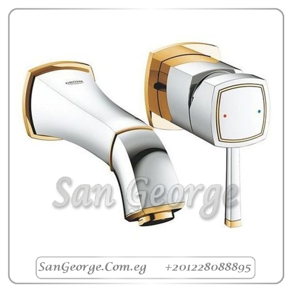 جرانديرا خلاط حوض دفن تثبيت حائطي ۲ فتحه بدون الجسم كروم Gr- 19929IG0 جروهي Grohe