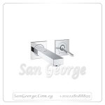 يورو كيوب خلاط حوض يورو كيوب حائطى ۲ فتحة قنطرة ۱۷ سم كروم Gr- 19997000 جروهي Grohe