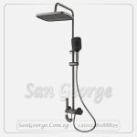 Digital Display Keyboard Rainfall Shower Black Faucet Tub Spout Mixer Set Handspray